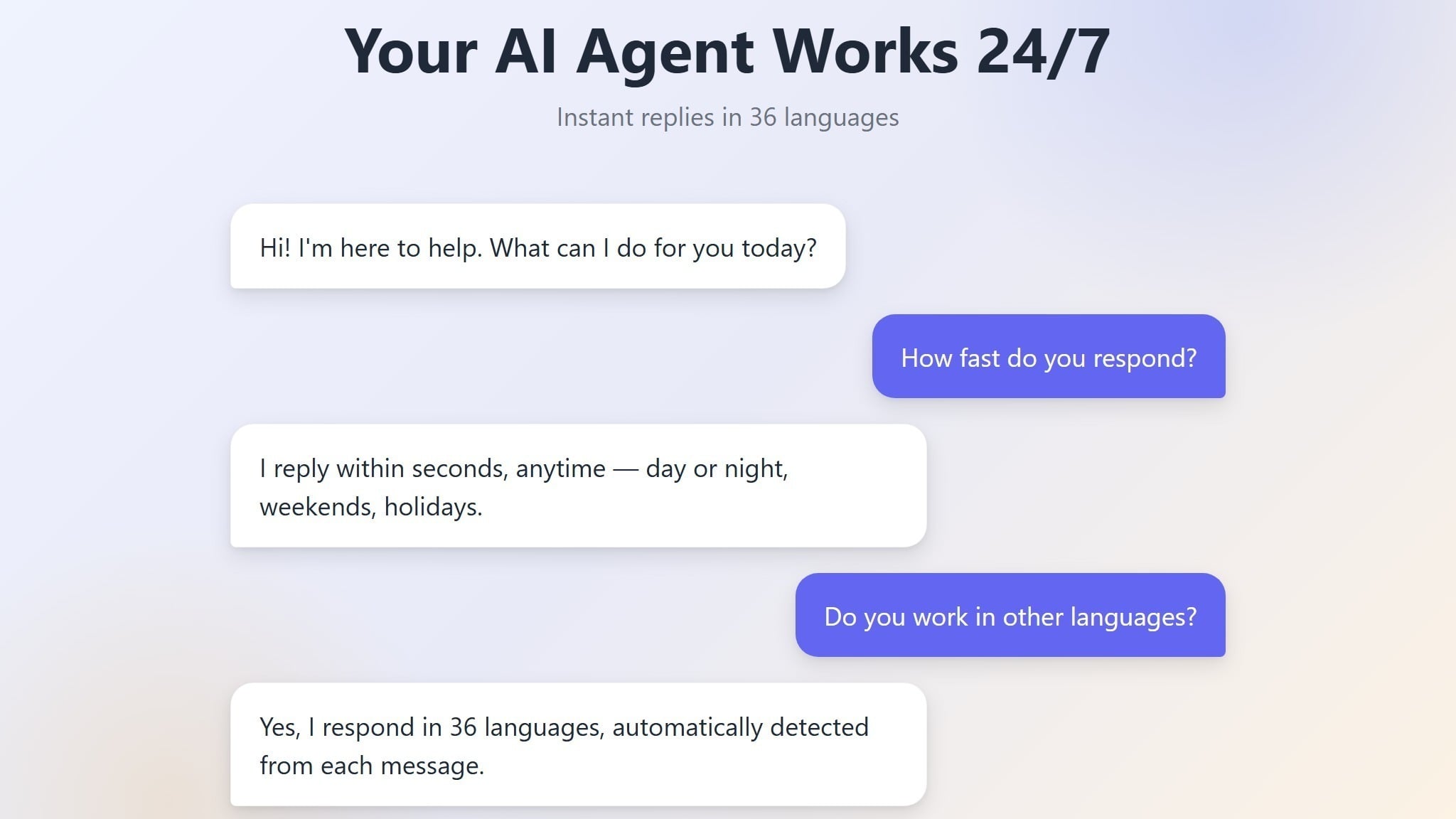 Asyntai AI-chatbot, der besvarer en besøgende på hjemmesidens spørgsmål i realtid